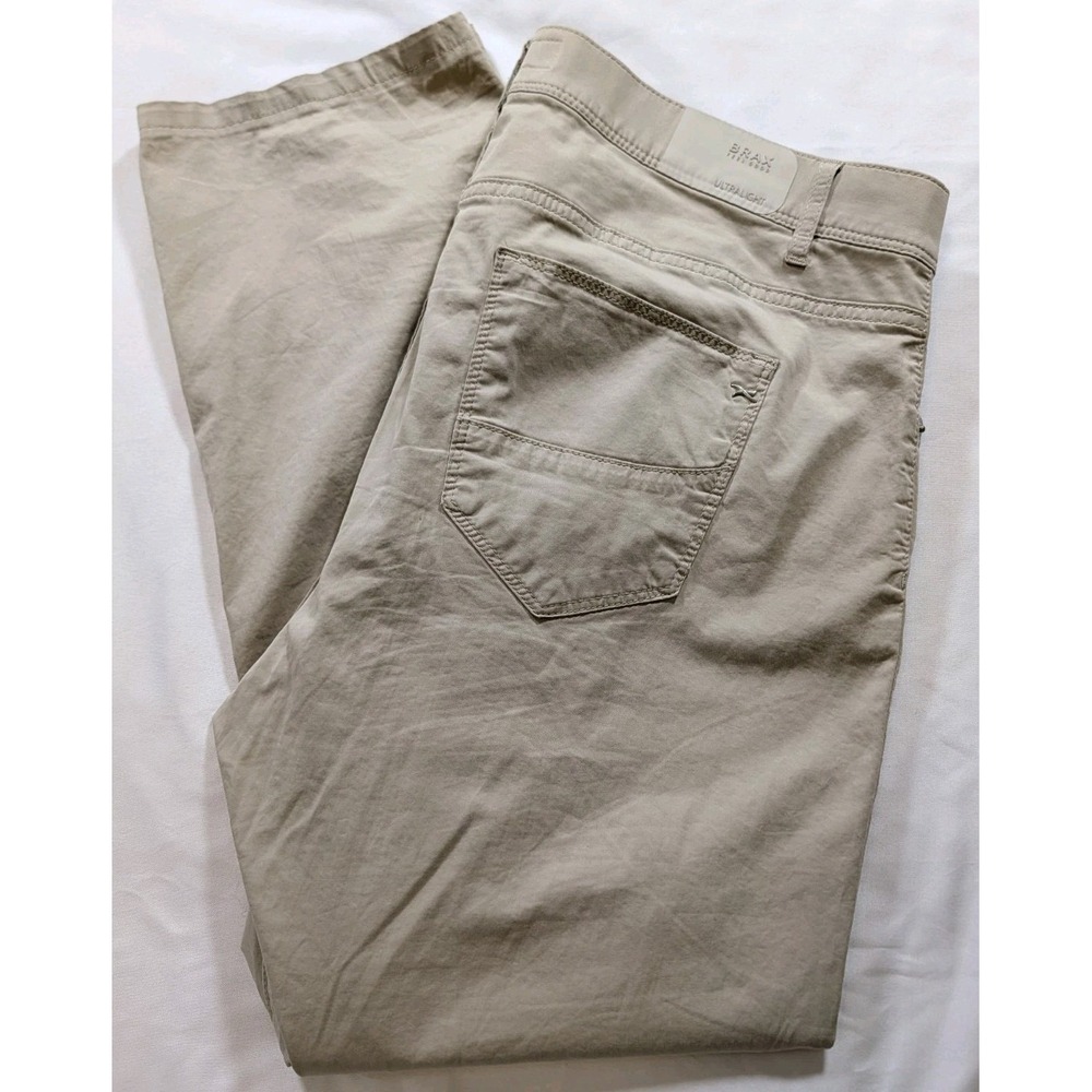 Brax Cadiz Ultralight Pants Mens 36x34 Beige Straight Leg Chino Five Pocket